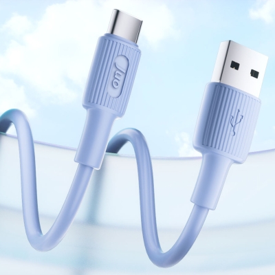 Juo 66W USB-A to USB Type-C Silikon Hızlı Şarj ve Data Kablosu Mavi 1 Metre - 2