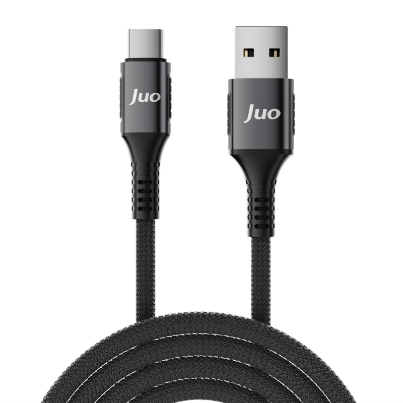 Juo 66W USB-A to Type-C Örgülü Hızlı Şarj ve Data Kablosu 1 Metre - 1