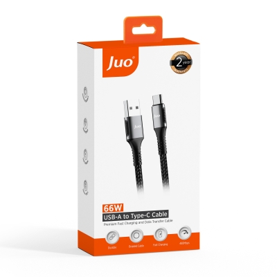 Juo 66W USB-A to Type-C Örgülü Hızlı Şarj ve Data Kablosu 1 Metre - 7