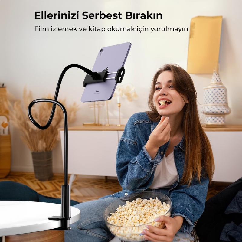 Juo 70 CM Akrobat Esnek Tablet ve Telefon Tutucu Stand Siyah - 6