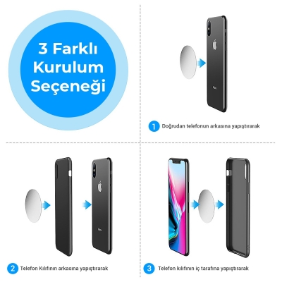 Juo Havalandırma Izgarası için Manyetik Mıknatıslı Telefon Tutucu + 2 Adet Manyetik Plaka - 5