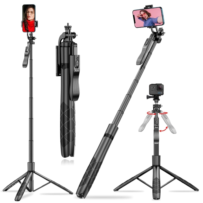 Juo JST40 Alüminyum Tripod Monopod Selfie Çubuğu Kumandalı Android iPhone GoPro Uyumlu - 1