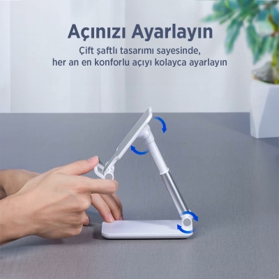 Juo Katlanabilir Masaüstü Telefon Standı Beyaz - 8