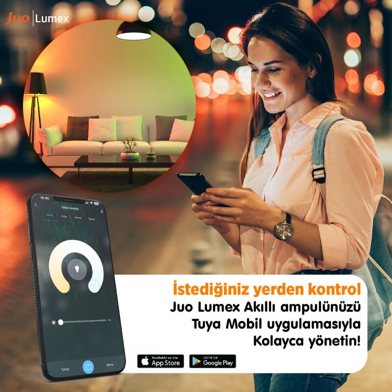 Juo Lumex Akıllı Ampul 9W Led RGB Wifi & Bluetooth - 3