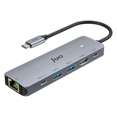 Juo Type-C 5Gbps 100W 4K 60Hz HDMI Gigabit Ethernet Dönüştürücü USB 3.2 Çoklayıcı Hub - 1