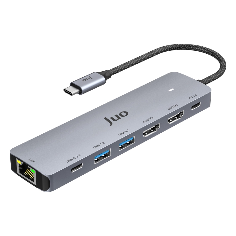 Juo Type-C 2*HDMI Dual MST 4K 60Hz Gigabit Ethetnet Dönüştürücü 100W USB 3.2 Çoklayıcı Hub - 1