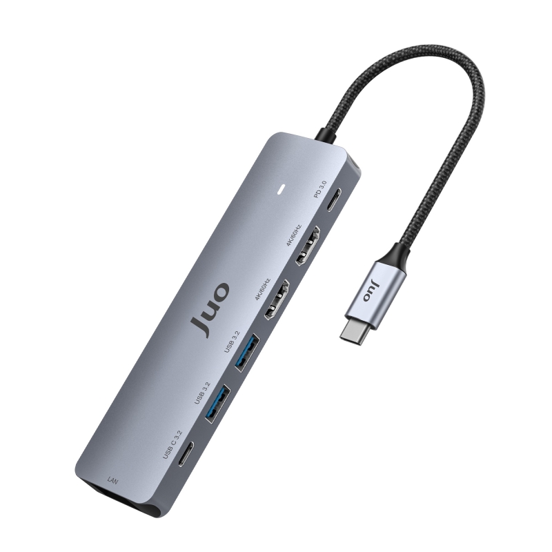 Juo Type-C 2*HDMI Dual MST 4K 60Hz Gigabit Ethetnet Dönüştürücü 100W USB 3.2 Çoklayıcı Hub - 2