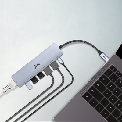 Juo Type-C 2*HDMI Dual MST 4K 60Hz Gigabit Ethetnet Dönüştürücü 100W USB 3.2 Çoklayıcı Hub - 5