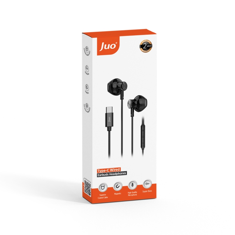Juo Type-C Mikrofonlu Kablolu Kulak İçi Kulaklık Metal DAC Çip Destekli ENC Gürültü Engelleme - 8
