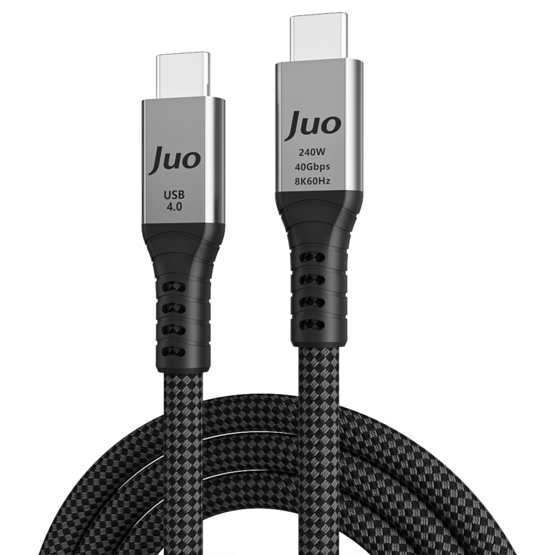 Juo USB 4.0 240W 40Gbps Thunderbolt 4 8K 60Hz USB-C Görüntü Aktarım ve Type-C Hızlı Şarj ve Data Kablosu 2 Metre - 1