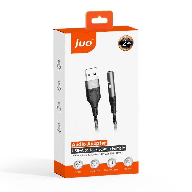 Juo USB-A to 3.5mm Jack Kulaklık Mikrofon Aux Dönüştürücü Harici Ses Kartı - 7