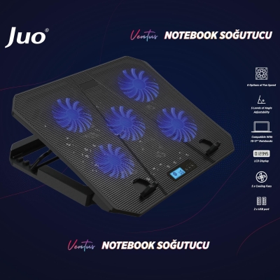 Juo Ventus 5 Fanlı LED Aydınlatmalı Notebook Soğutucu - 2