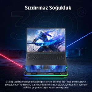 Juo Yeti 2200RPM RGB Işıklı Led Display Gaming Laptop Notebook Soğutucu Stand - 5