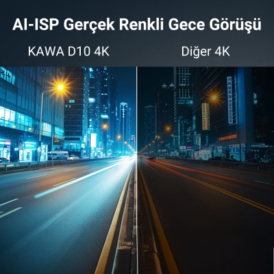 Kawa D10 Çift Kameralı 4K+1080P Sony STARVIS Sensörlü Yapay Zeka Destekli Wi-Fi ve GPS'li Araç Kamerası - 4