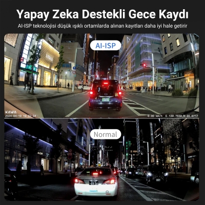 Kawa D11 2 Kameralı Ön / Arka 4K+1080P Sony STARVIS Sensörlü Yapay Zeka Destekli Wi-Fi GPS'li Araç Kamerası - 3