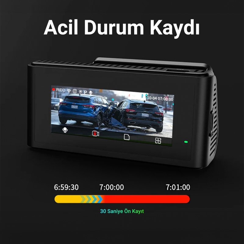 Kawa D11 2 Kameralı Ön / Arka 4K+1080P Sony STARVIS Sensörlü Yapay Zeka Destekli Wi-Fi GPS'li Araç Kamerası - 4