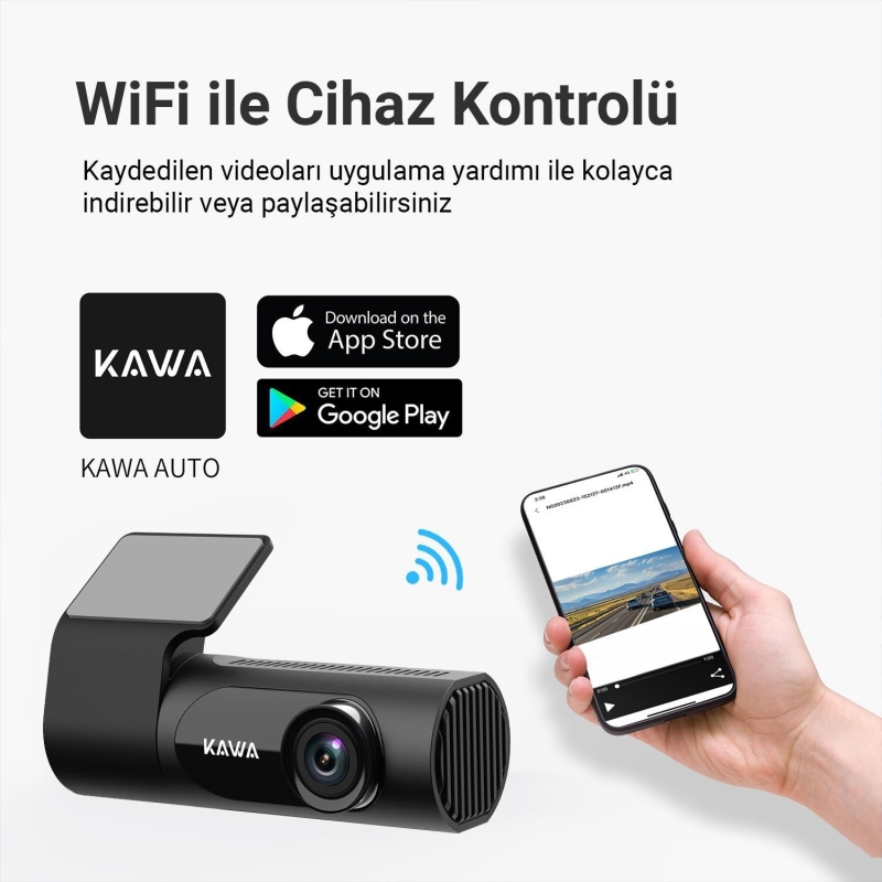 Kawa D6 3K 1620P WDR WiFi 145° Geniş Açı Lens Araç Kamerası + 32GB Hafıza kartı - 9