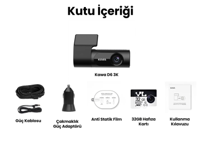 Kawa D6 3K 1620P WDR WiFi 145° Geniş Açı Lens Araç Kamerası + 32GB Hafıza kartı - 10