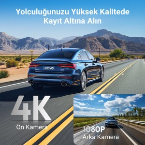 Kawa D8 2 Kameralı Ön / Arka 4K + 1080P Sony Starvis Sensörlü Türkçe Wi-Fi GPS'li Araç Kamerası - 6