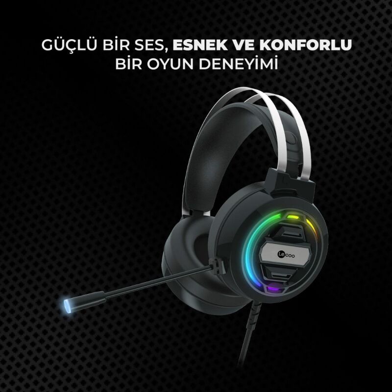 Lenovo Lecoo HT401 Kulak Üstü RGB Gaming Oyuncu Kulaklığı 3.5mm Jack + USB - 8