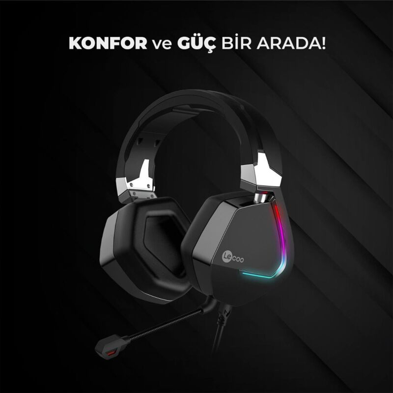 Lenovo Lecoo HT402 7.1 Kulak Üstü RGB Gaming Oyuncu Kulaklığı - 6