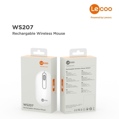 Lenovo Lecoo WS207 Şarj Edilebilir Kablosuz Mouse Beyaz - 6