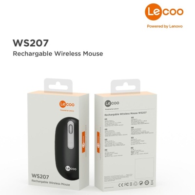 Lenovo Lecoo WS207 Şarj Edilebilir Kablosuz Mouse Siyah - 5