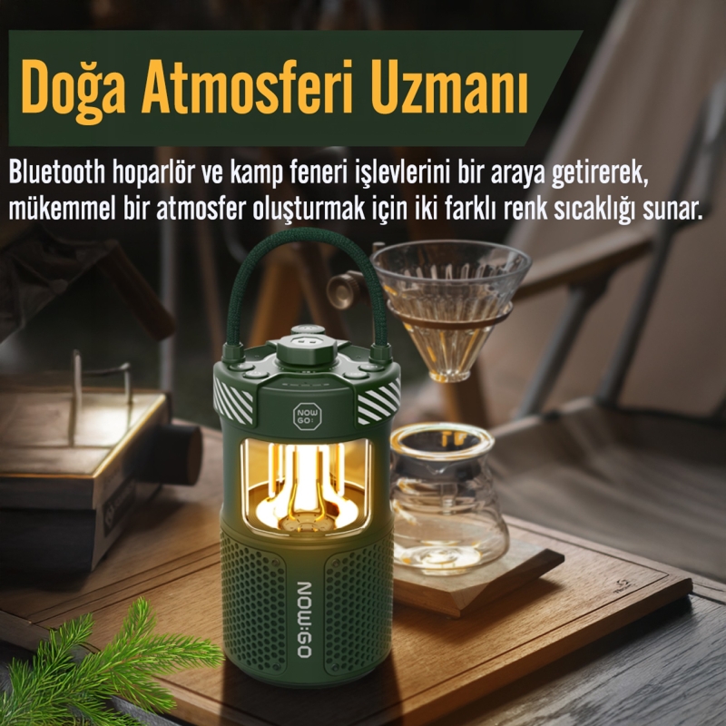 NowGo F1 20W Bluetoooth Hoparlör Taşınabilir Powerbank Kamp Feneri Siyah - 4