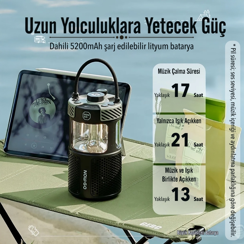 NowGo F1 20W Bluetoooth Hoparlör Taşınabilir Powerbank Kamp Feneri Yeşil - 9
