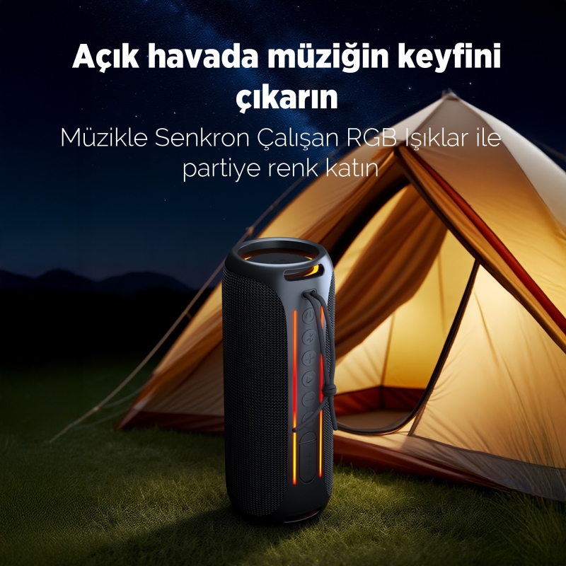 NowGo F6 20W RGB Speaker Su Geçirmez Taşınabilir Kablosuz Bluetooth Hoparlör Gri - 3