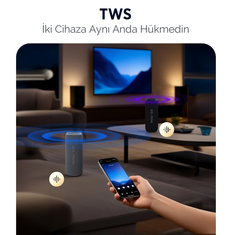 NowGo F6 20W RGB Speaker Su Geçirmez Taşınabilir Kablosuz Bluetooth Hoparlör Gri - 7