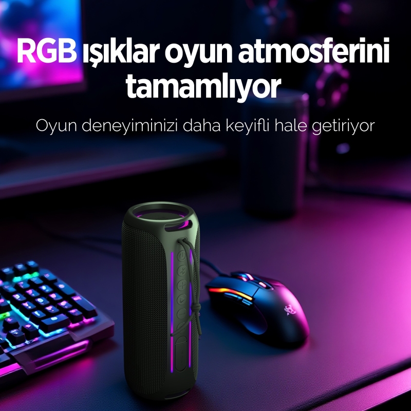 NowGo F6 20W RGB Speaker Su Geçirmez Taşınabilir Kablosuz Bluetooth Hoparlör Yeşil - 9