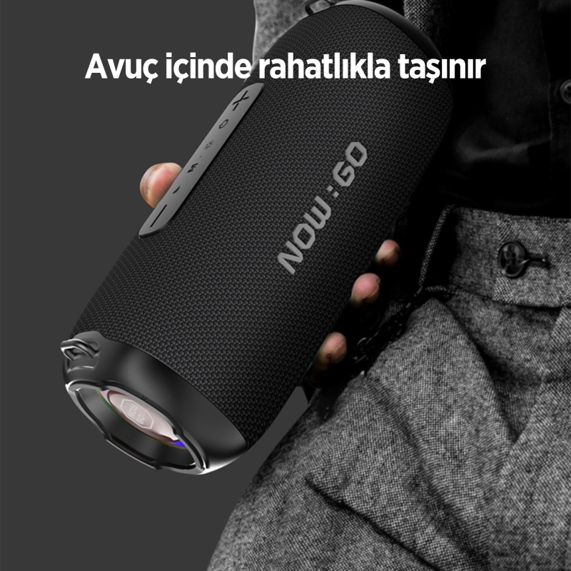 NowGo F8 40W RGB Speaker Su Geçirmez Taşınabilir Kablosuz Bluetooth Hoparlör Gri - 8