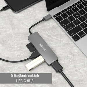 Omars Type-C to 4K HDMI 2*USB-A 3.0 SD ve Micro SD Kart Okuyucu Çoklayıcı Hub - 3