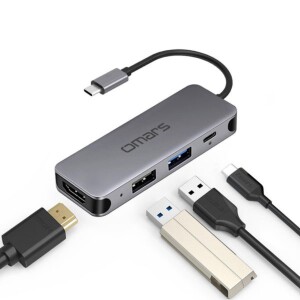 Omars Type-C to 4K HDMI 2*USB-A ve PD Şarj Destekli Hub Çoklayıcı Adaptör - 3