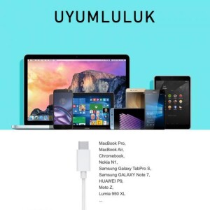 Omars USB Type-C 3A Hızlı Şarj ve Data Kablosu Beyaz 1 Metre - 7