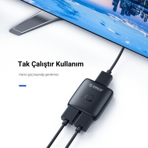 Orico 2 Giriş 1 Çıkış / 1 Giriş 2 Çıkış Çift Yönlü HDMI 2.0 4K@60Hz Switch Splitter Ayırıcı - 2