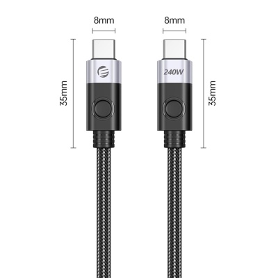 Orico 240W 5A PD Type-C to Type-C Hızlı Şarj ve Data Kablosu 1 Metre Siyah - 4