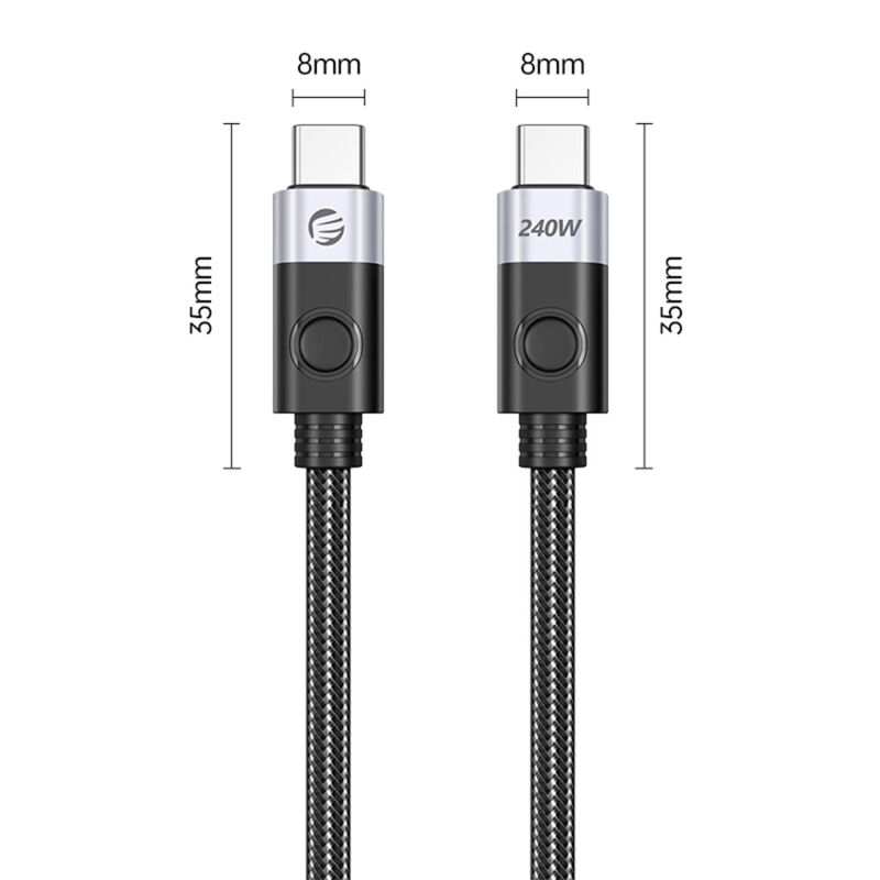 Orico 240W 5A PD Type-C to Type-C Hızlı Şarj ve Data Kablosu 1.5 Metre Siyah - 4