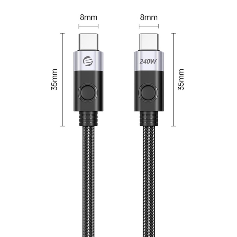 Orico 240W 5A PD Type-C to Type-C Hızlı Şarj ve Data Kablosu 2 Metre Siyah - 4