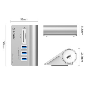 Orico 3 Portlu USB 3.2 Gen1 Micro SD TF SD Kart Okuyuculu Çoklayıcı HUB - 3