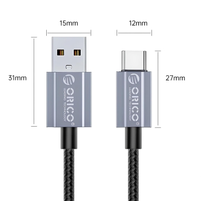 Orico 3A USB-A to Type-C Hızlı Şarj ve Data Kablosu 1 Metre Siyah - 3