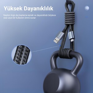 Orico 3A USB-A to Type-C Hızlı Şarj ve Data Kablosu 1 Metre Siyah - 5