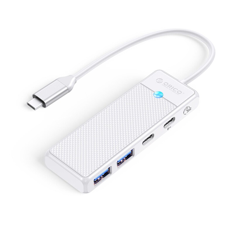 Orico 4 Portlu Type-C to USB 3.0 / Type-C PD 100W Yüksek Hızlı 5Gbps HUB Çoklayıcı Beyaz - 1