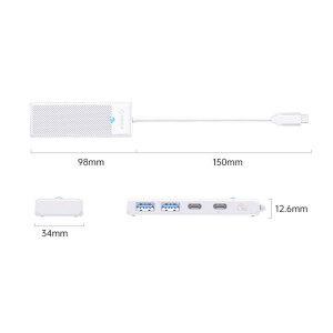 Orico 4 Portlu Type-C to USB 3.0 / Type-C PD 100W Yüksek Hızlı 5Gbps HUB Çoklayıcı Beyaz - 5