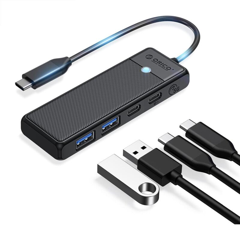 Orico 4 Portlu Type-C to USB 3.0 / Type-C PD 100W Yüksek Hızlı 5Gbps HUB Çoklayıcı Siyah - 2