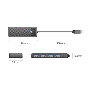 Orico 4 Portlu Type-C to USB 3.0 Yüksek Hızlı 5Gbps HUB Çoklayıcı Siyah - 5