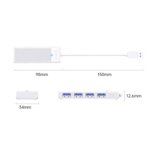 Orico 4 Portlu USB 3.0 Yüksek Hızlı 5Gbps HUB Çoklayıcı Beyaz - 5