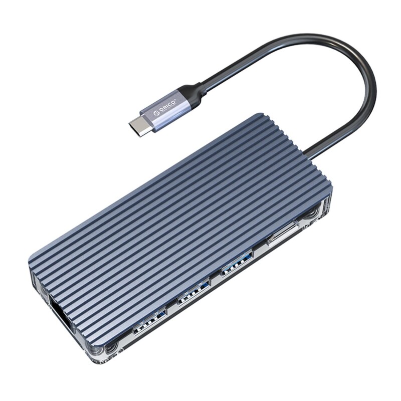 Orico 8 Portlu USB 3.0 100W RJ45 1000Mbps HDMI TF/SD Kart Okuyucu Çoklayıcı Gri - 2