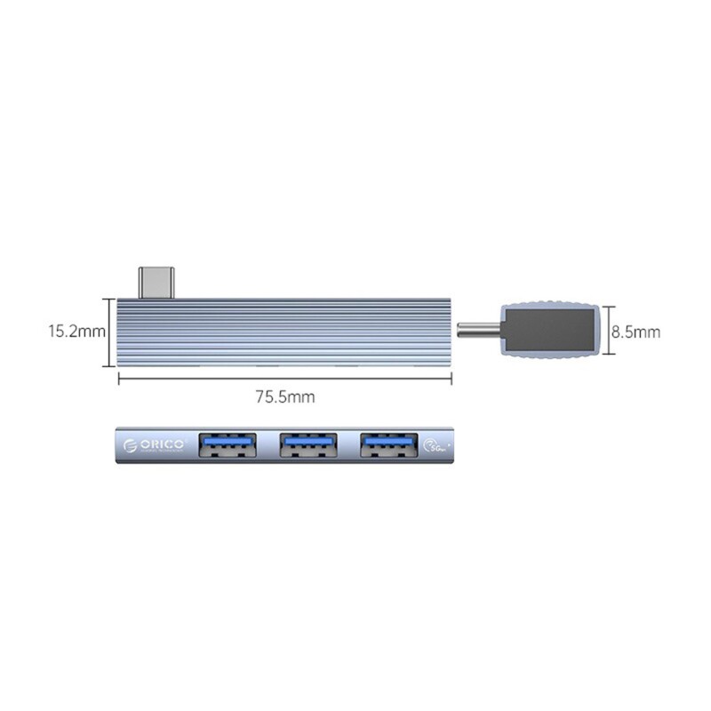 Orico AH-W13-GY-BP 3 Portlu USB 2.0 / 3.0 Type-C Çoklayıcı HUB - 4